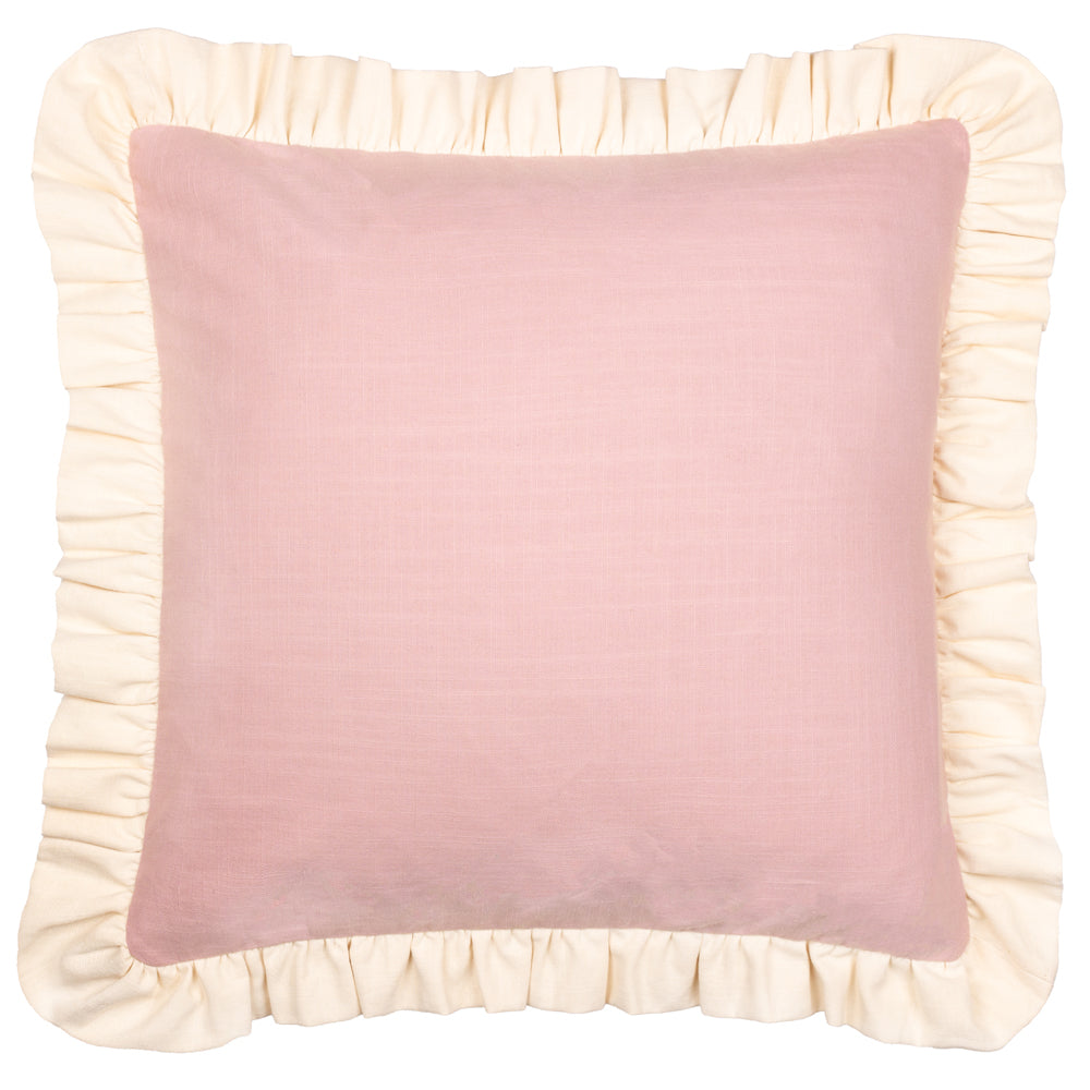 Effie 100% Cotton Ruffle Cushion Petal/Vintage Cream