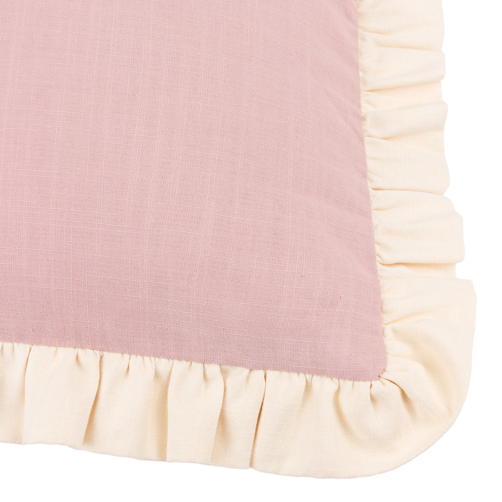 Effie 100% Cotton Ruffle Cushion Petal/Vintage Cream