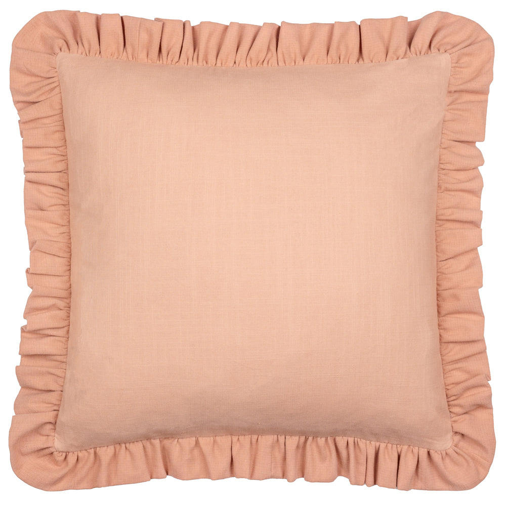 Effie 100% Cotton Ruffle Cushion Rose/Vintage Blush