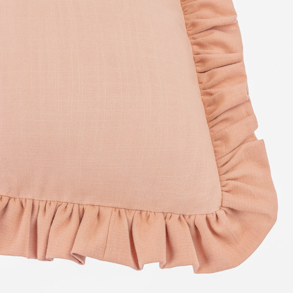 Effie 100% Cotton Ruffle Cushion Rose/Vintage Blush