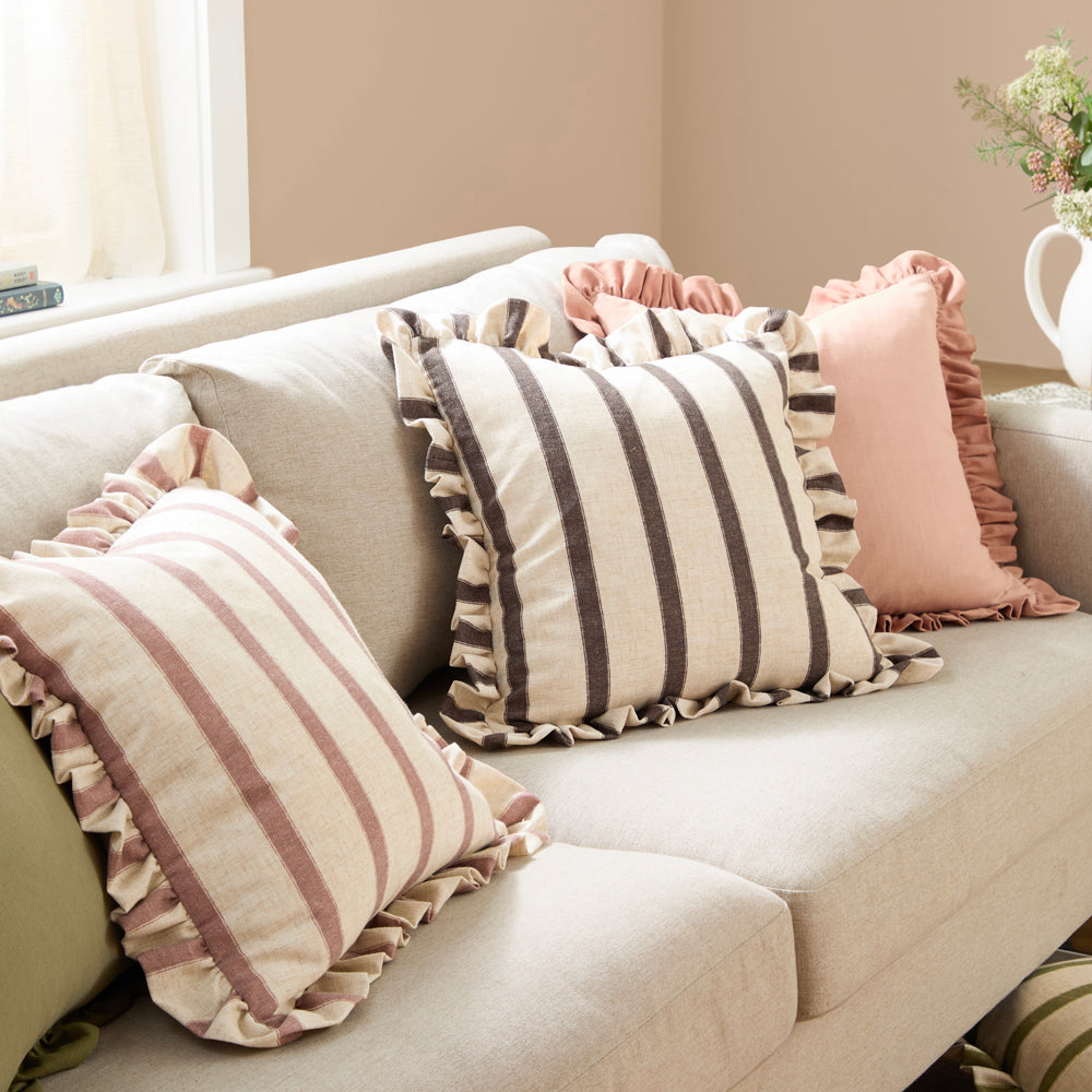 Effie 100% Cotton Ruffle Cushion Rose/Vintage Blush