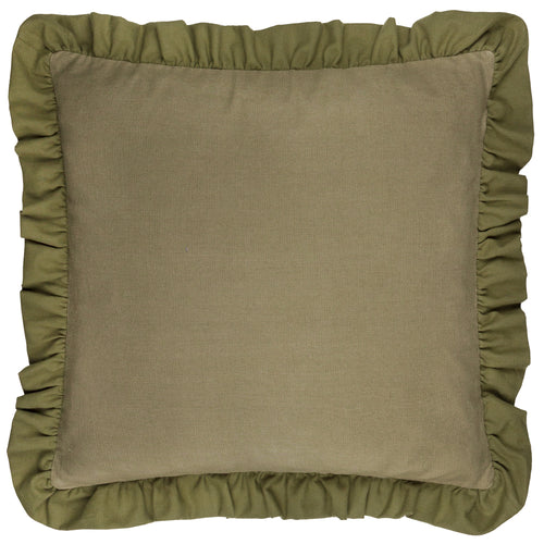 Plain Green Cushions - Effie 100% Cotton Ruffle Feather Filled Cushion Sage/Green Wylder