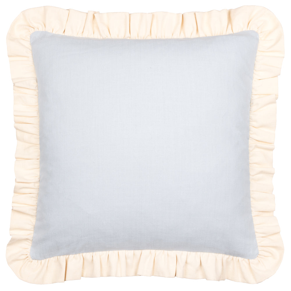 Effie 100% Cotton Ruffle Cushion Sky Blue/Vintage Cream