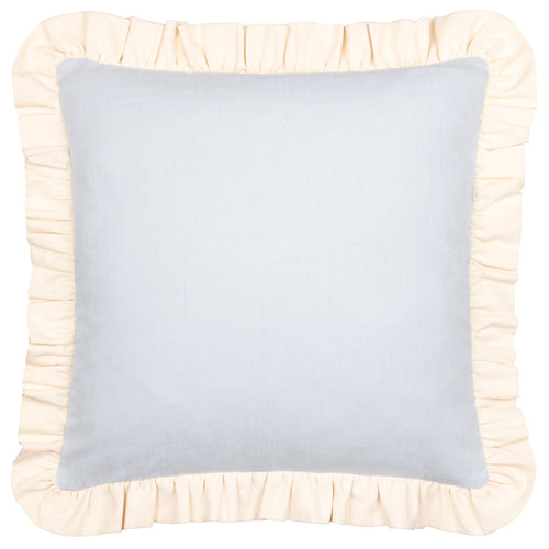 Plain Blue Cushions - Effie 100% Cotton Ruffle Feather Filled Cushion Sky Blue/Vintage Cream Wylder