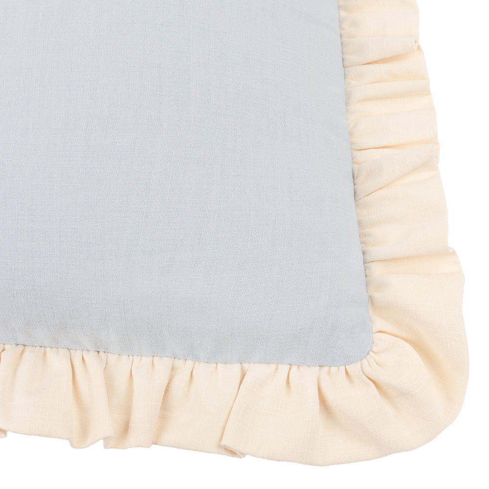 Effie 100% Cotton Ruffle Cushion Sky Blue/Vintage Cream