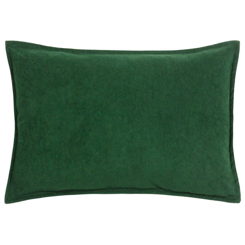 Plain Green Cushions - Effron Washed Velvet Cushion Cover Forest furn.