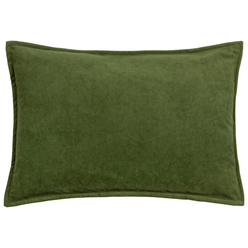 Plain Green Cushions - Effron Washed Velvet Cushion Cover Olive furn.