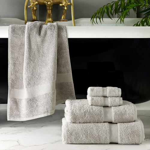 Plain Grey Bathroom - Cleopatra Egyptian Cotton Towels Silver Paoletti