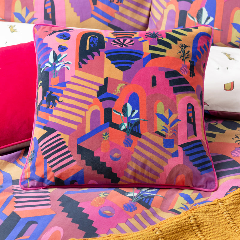 Abstract Multi Cushions - Eivissa Embroidered Velvet Cushion Cover Multicolour furn.