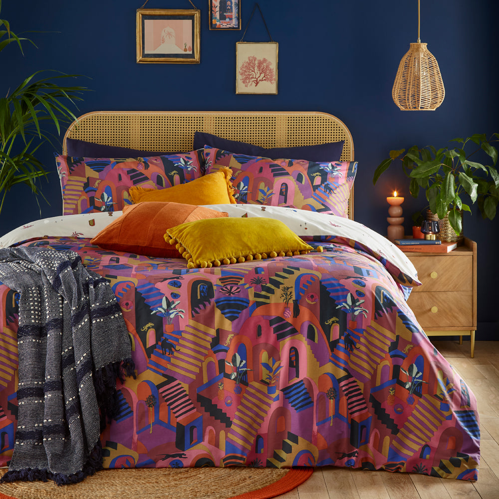 Abstract Pink Bedding - Eivissa Abstract Duvet Cover Set Magenta furn.