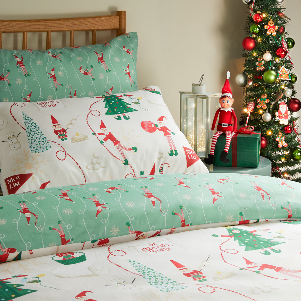 Elfie Printed Soft Touch Duvet Cover Set Cream/Mint