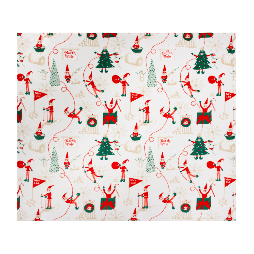 Elfie Printed Fleece Throw Cream/Mint