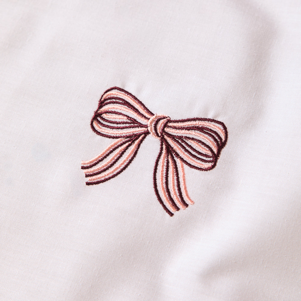 Embroidered Bows Duvet Cover Set Burgundy/Pink