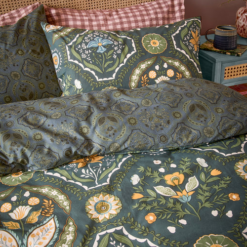 Ember Reversible Duvet Cover Set Midnight Green