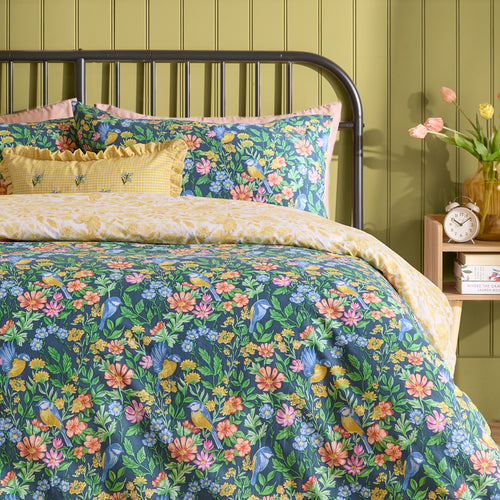 Emerie Floral Reversible Duvet Cover Set Navy