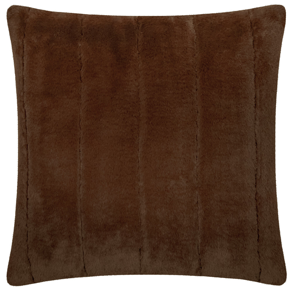 Plain Brown Cushions - Empress Faux Fur Cushion Cover Brown Paoletti