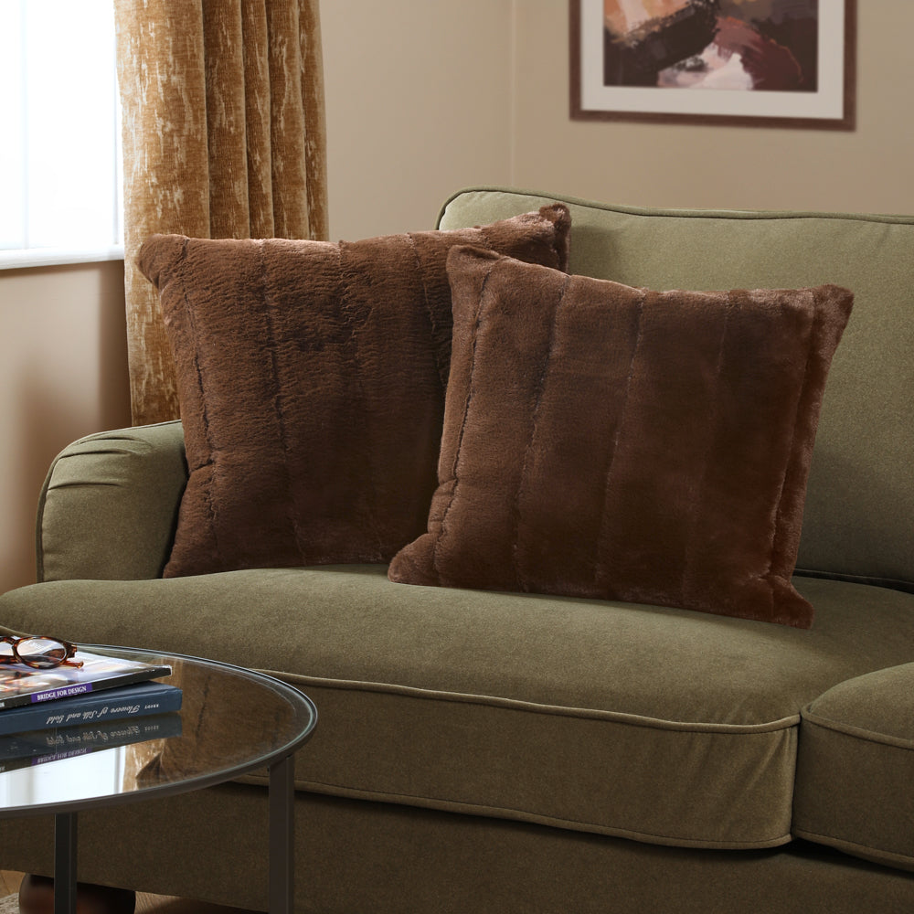 Empress Faux Fur Cushion Brown
