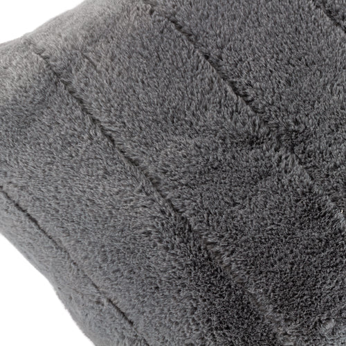 Plain Grey Cushions - Empress Faux Fur Cushion Cover Charcoal Paoletti