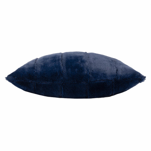 Plain Blue Cushions - Empress Faux Fur Cushion Cover Navy Paoletti