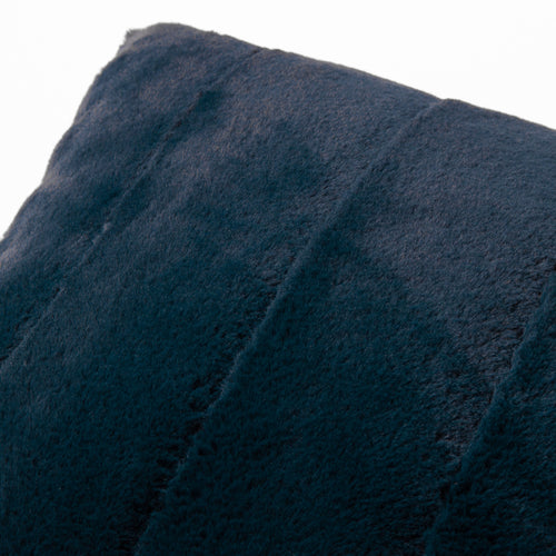 Plain Blue Cushions - Empress Faux Fur Cushion Cover Navy Paoletti
