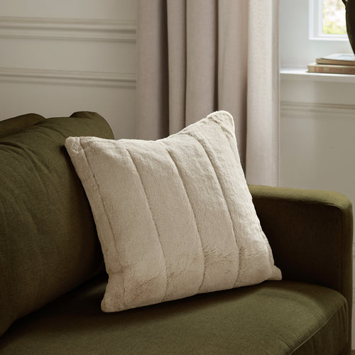 Plain Beige Cushions - Empress Faux Fur Cushion Cover Oatmeal Paoletti