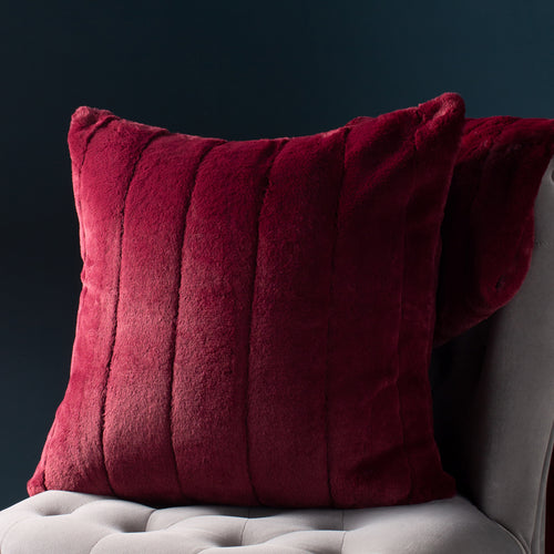 Plain Red Cushions - Empress Faux Fur Cushion Cover Ruby Paoletti