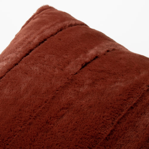 Plain Orange Cushions - Empress Faux Fur Cushion Cover Rust Paoletti