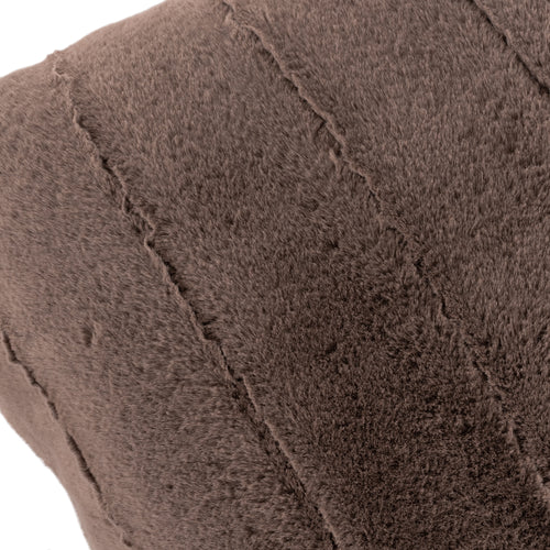 Plain Brown Cushions - Empress Faux Fur Cushion Cover Taupe Paoletti