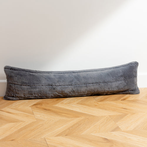 Plain Grey Cushions - Empress Faux Fur Draught Excluder Charcoal Paoletti