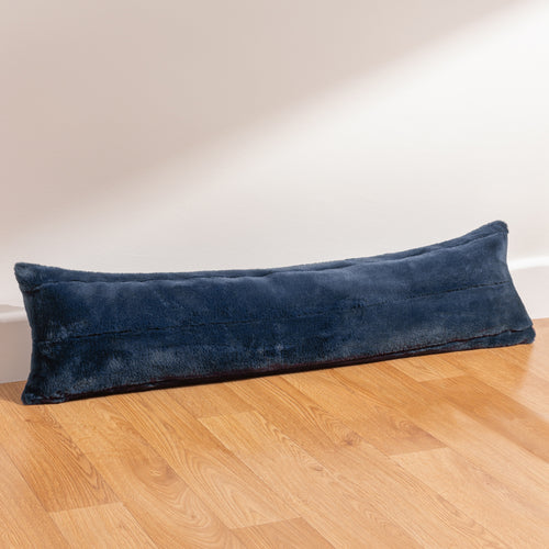 Plain Blue Cushions - Empress Faux Fur Draught Excluder Navy Paoletti