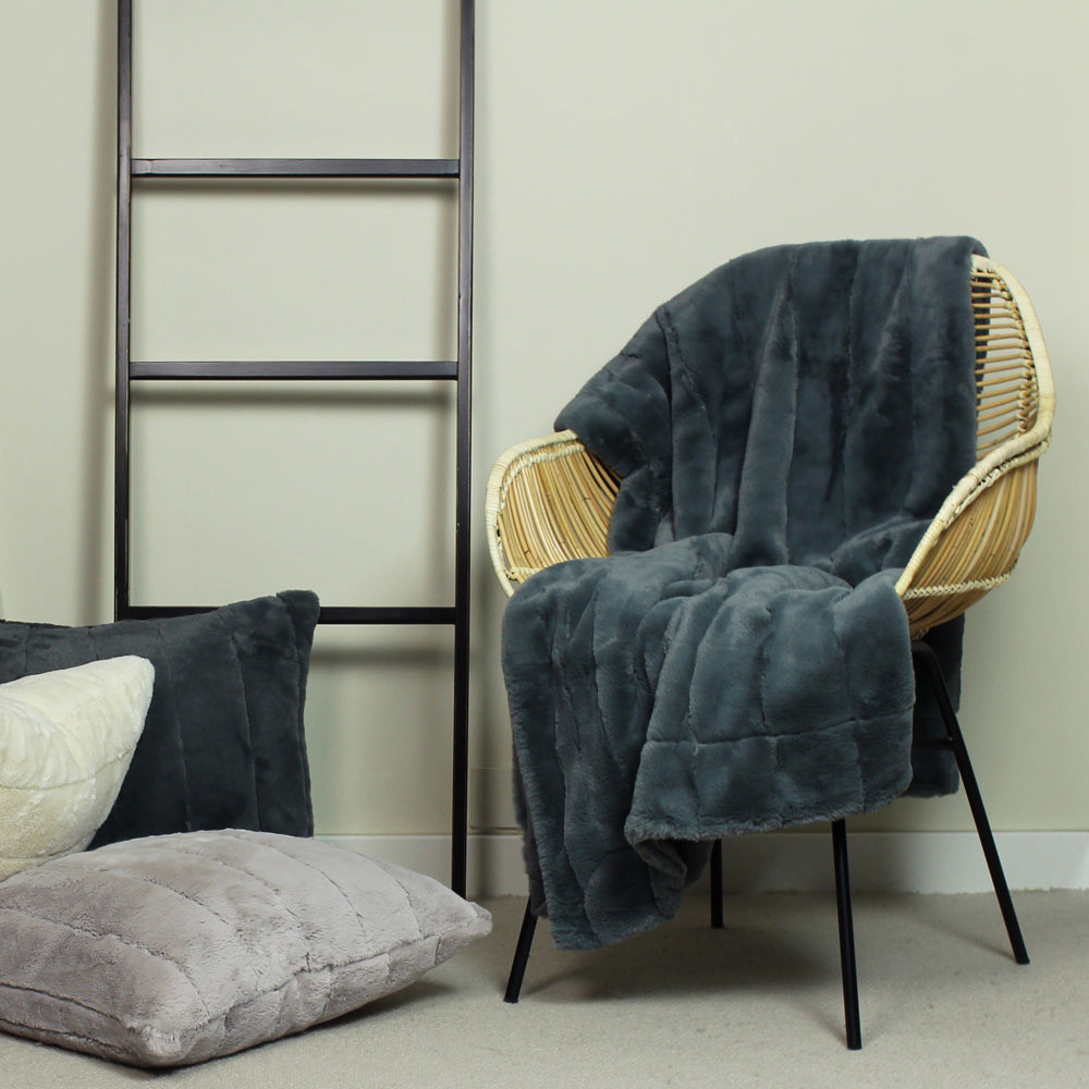 Empress Faux Fur Throw Charcoal