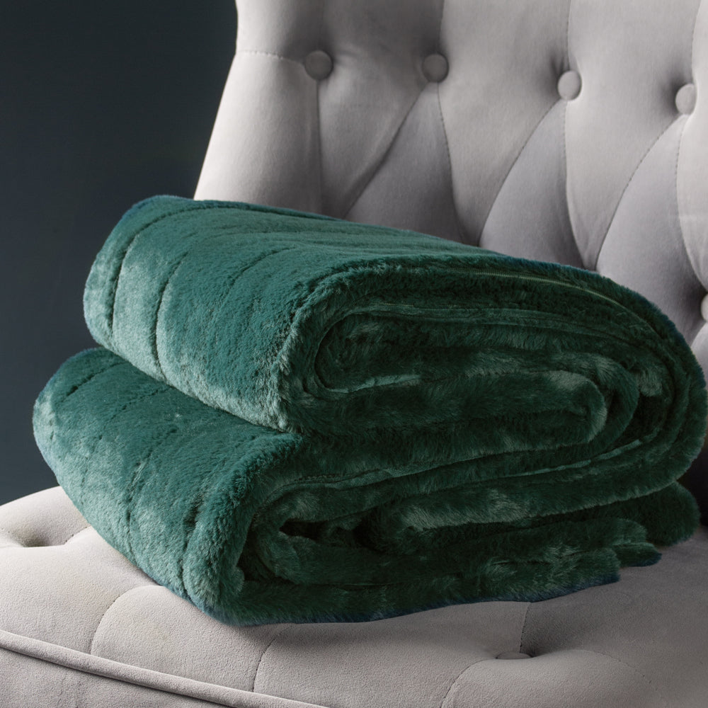Empress Faux Fur Throw Emerald