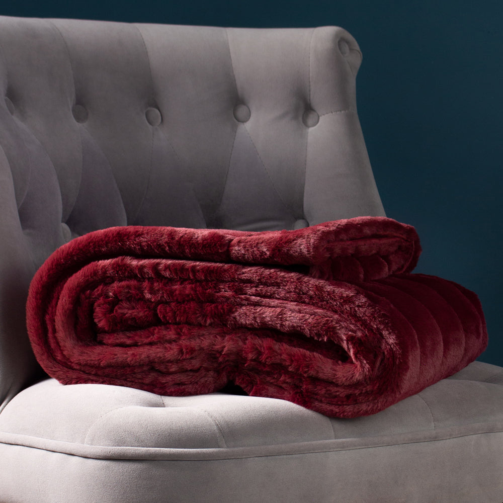 Empress Faux Fur Throw Ruby