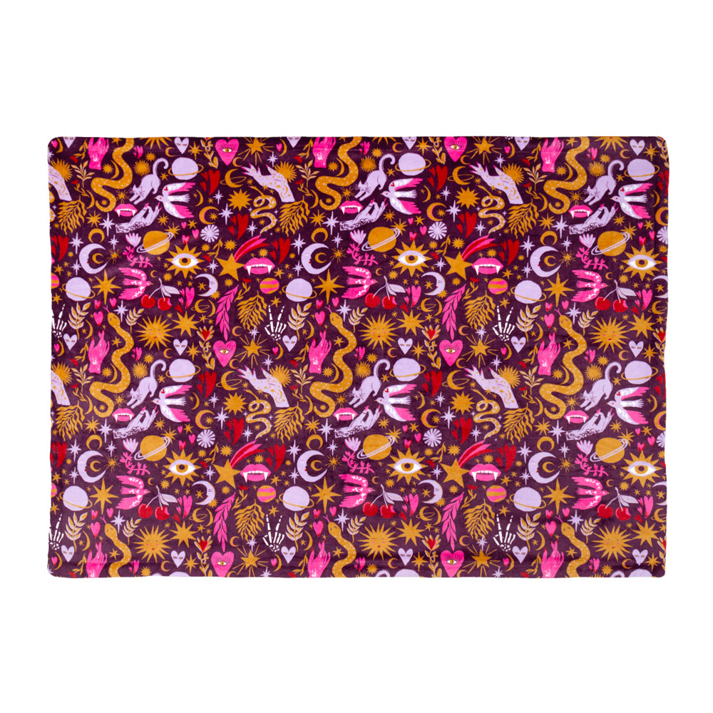 Enchanted Printed Sherpa Fleece Throw Pink