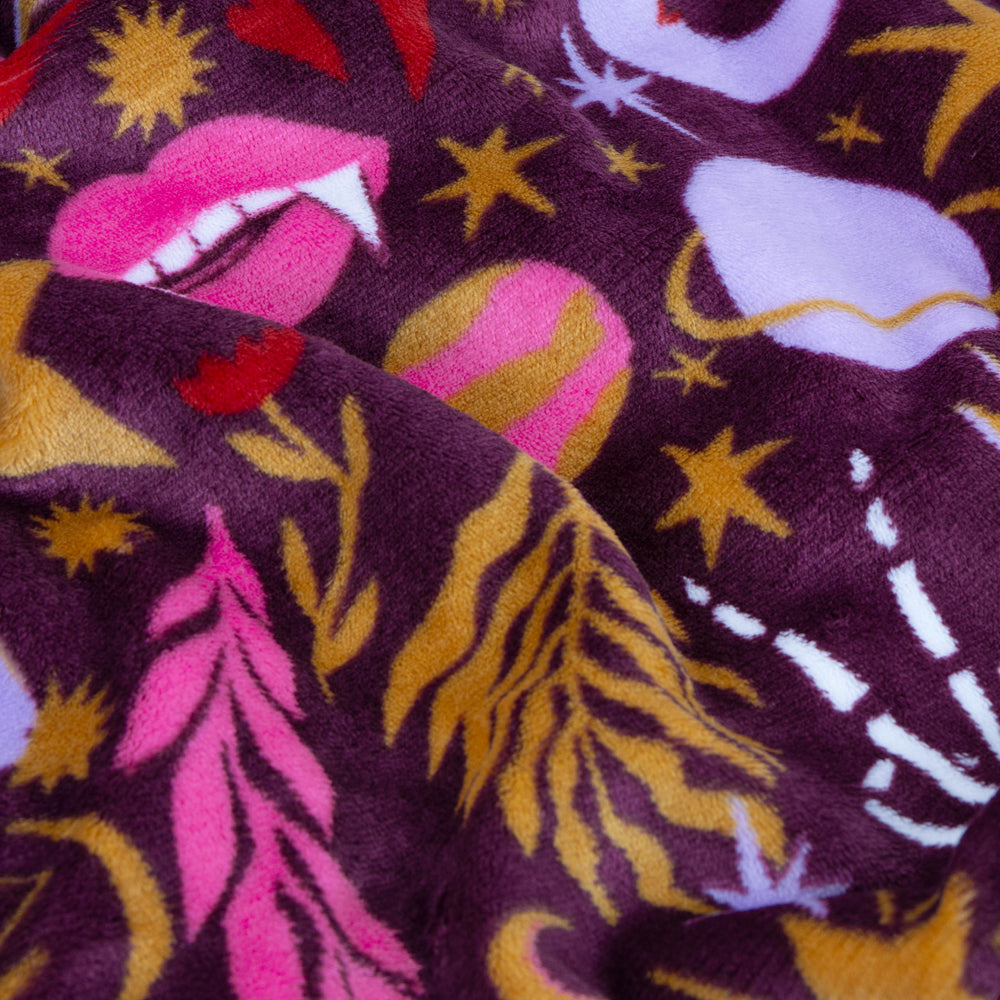 Enchanted Printed Sherpa Fleece Throw Pink