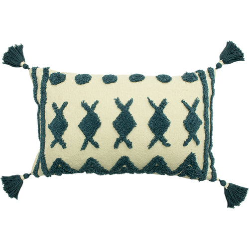 furn. Esme Tufted Cotton Cushion Cover in Teal