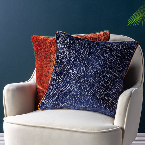 Spotted Blue Cushions - Estelle Spotted Cushion Cover Navy/Ginger Paoletti