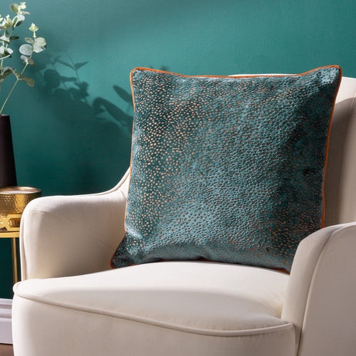 Spotted Blue Cushions - Estelle Spotted Cushion Cover Teal/Rust Paoletti