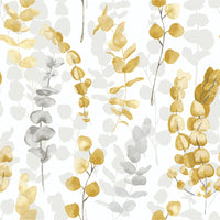 Floral Yellow M2M - Eucalyptus Ochre Fabric Sample Evans Lichfield