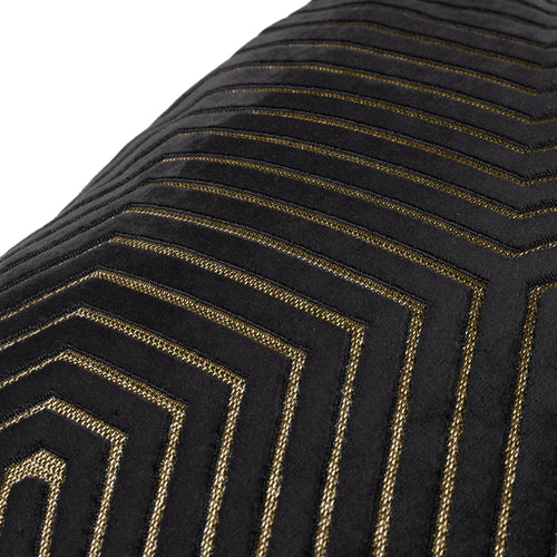 Geometric Black Cushions - Evoke Cut Velvet Cushion Cover Black Paoletti
