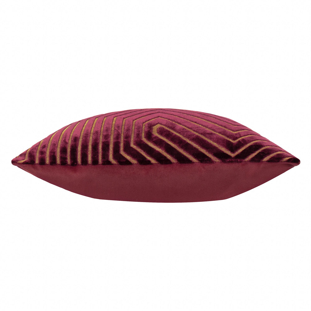 Evoke Cut Velvet Cushion Burgundy