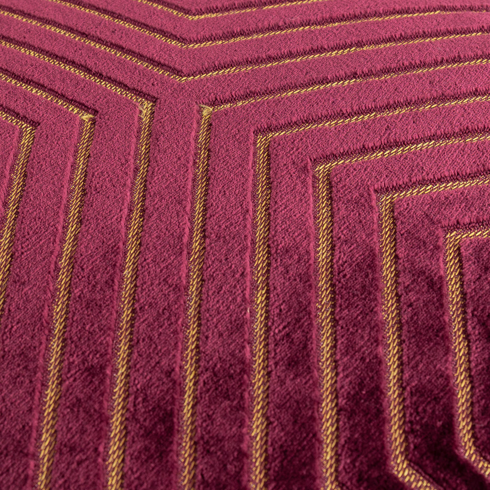 Evoke Cut Velvet Cushion Burgundy