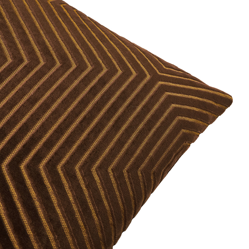 Evoke Cut Velvet Cushion Chocolate