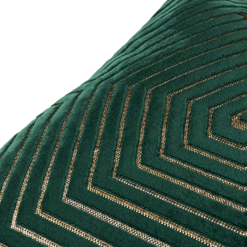 Geometric Green Cushions - Evoke Cut Velvet Cushion Cover Emerald Paoletti