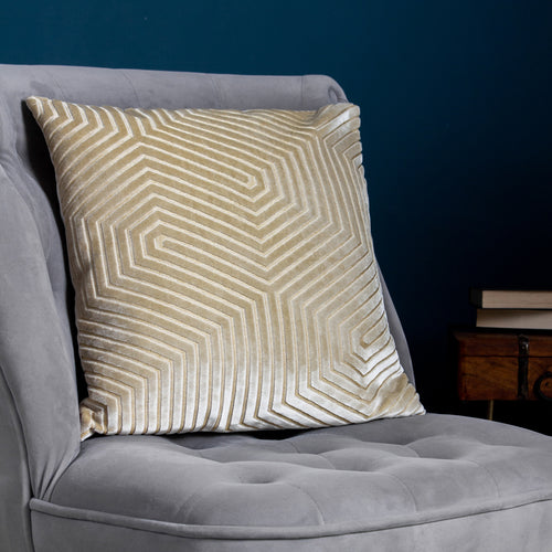 Geometric White Cushions - Evoke Cut Velvet Cushion Cover Ivory Paoletti
