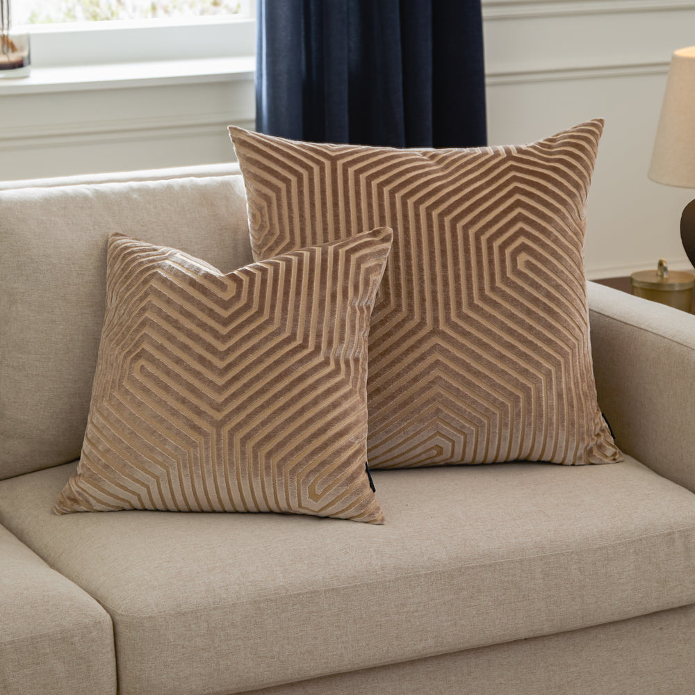 Evoke Cut Velvet Cushion Mink