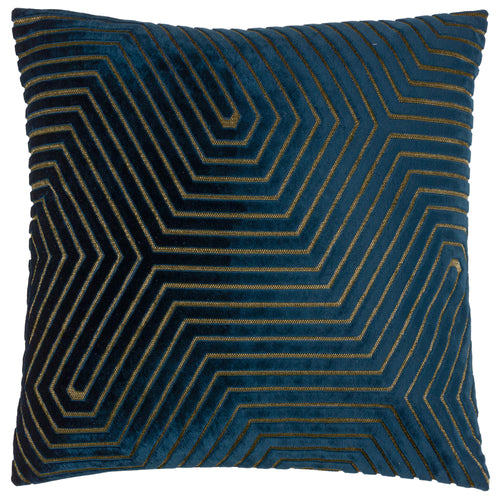 Geometric Blue Cushions - Evoke Cut Velvet Cushion Cover Navy Paoletti