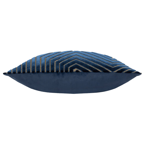 Geometric Blue Cushions - Evoke Cut Velvet Cushion Cover Navy Paoletti