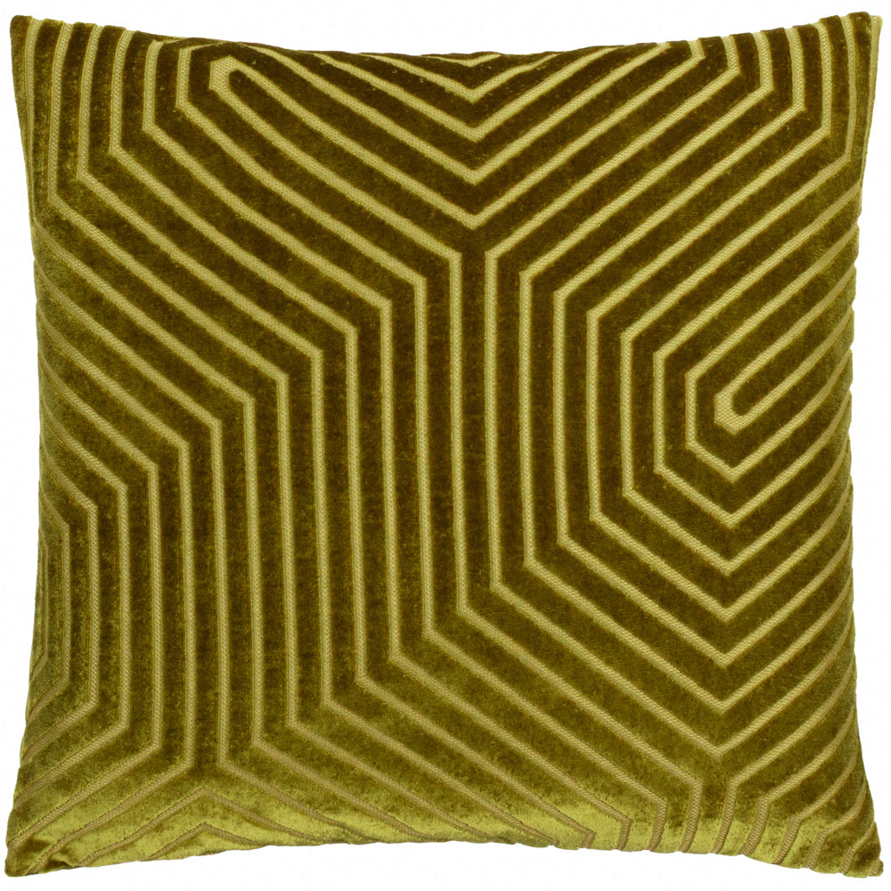 Evoke Cut Velvet Cushion Olive