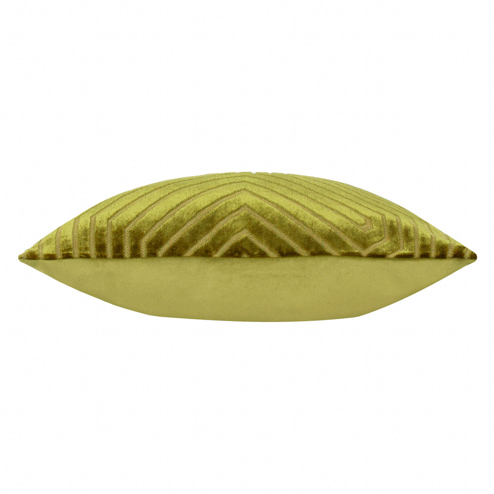 Evoke Cut Velvet Cushion Olive